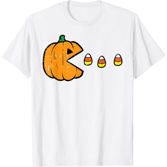 Halloween Video Game Eating Candy Corns Gaming Boys Kids Men T-Shirt