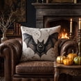 thumbnail image 1 of Halloween Vintage Bats Throw Pillow Cover, Branch Print, 18x18 Linen Cushion Case, Hidden Zipper, Gothic Decor for Sofa Home by MPOISVA, 1 of 6