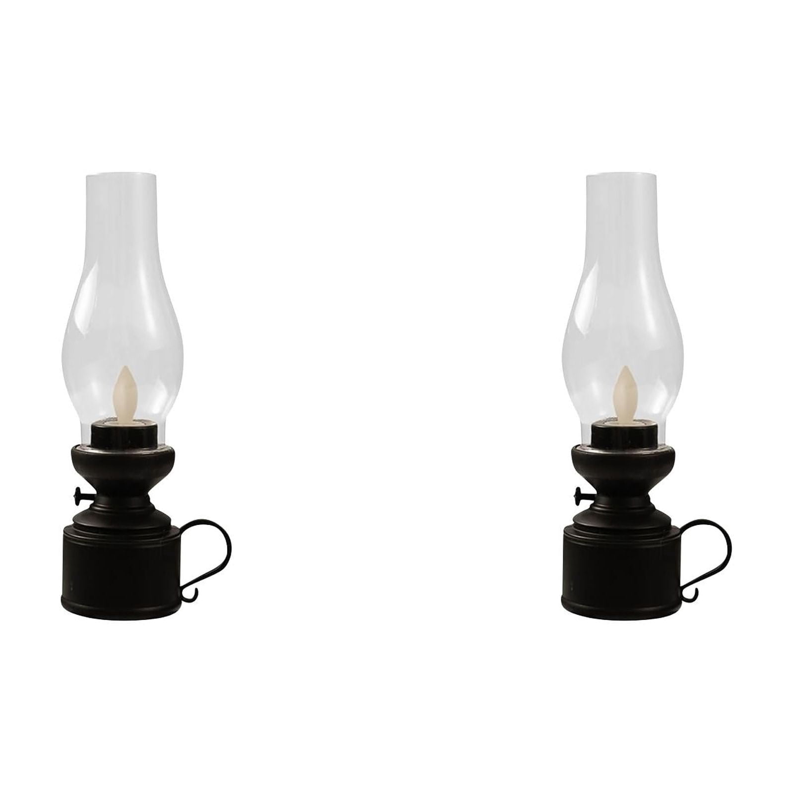 Halloween Vintage Flameless LED Kerosene Lantern Lamp, Battery Operated Table Lamp with Clear Glass, Retro Oil Lamp Style Night Light for Bedroom Living Room Indoor Tabletop Decoration