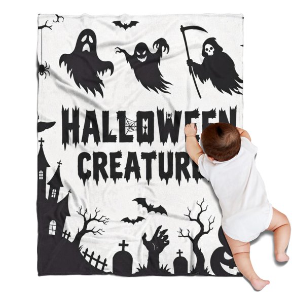Halloween Vintage Halloween Collage Bold Painterly Lightweight Warm Throw Blanket, 30 x 40 in (80 x 100 cm), Fleece for Sofa & Home Decor