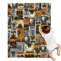 Halloween Vintage Halloween Posters Blanket,Comfortable Soft Flannel Throw Blanket,All Season,Warm Lightweight Blankets for Sofa Bed Couch Living Room Chair,30"x40"