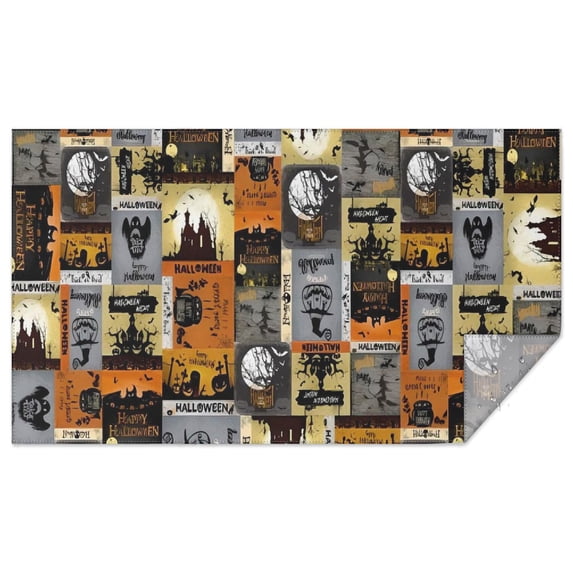 Halloween Vintage Halloween Posters Rectangle Tablecloth 60"x102",Waterproof Polyester Rectangle Table Cloth, Wipeable Spillproof Polyester Tablecloth for Dining, Camping, Indoor and Outdoor