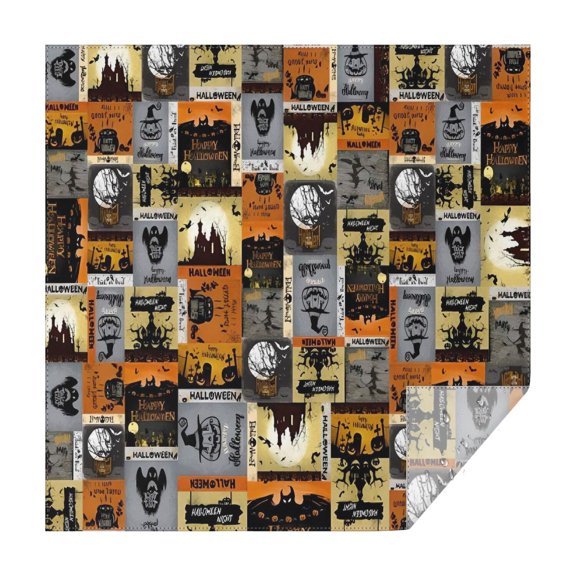 Halloween Vintage Halloween Posters Square Tablecloth,Waterproof Square Table Cover,Wipeable Spillproof Washable Table Cover for Home Kitchen Party Decor 42"X42"(107x107cm)