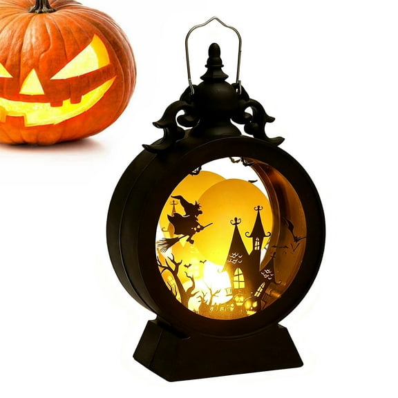 Halloween Vintage Lantern, Halloween Light with Flameless Candle Hanging Vintage Witchs Lanterns for Indoor Outdoor Halloween Party Spooky Scary Scene Decor