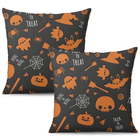 Halloween Vintage Linen Pillow Covers Set of 2 - Wizard and Cobweb Design Throw Covers 18x18 inch throw pillow case Halloween gifts to friends,family