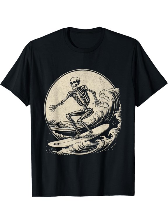 Halloween Vintage Surfer Big Wave Surfing Graphic Design For Everyday Style T-Shirt, Size S-5XL