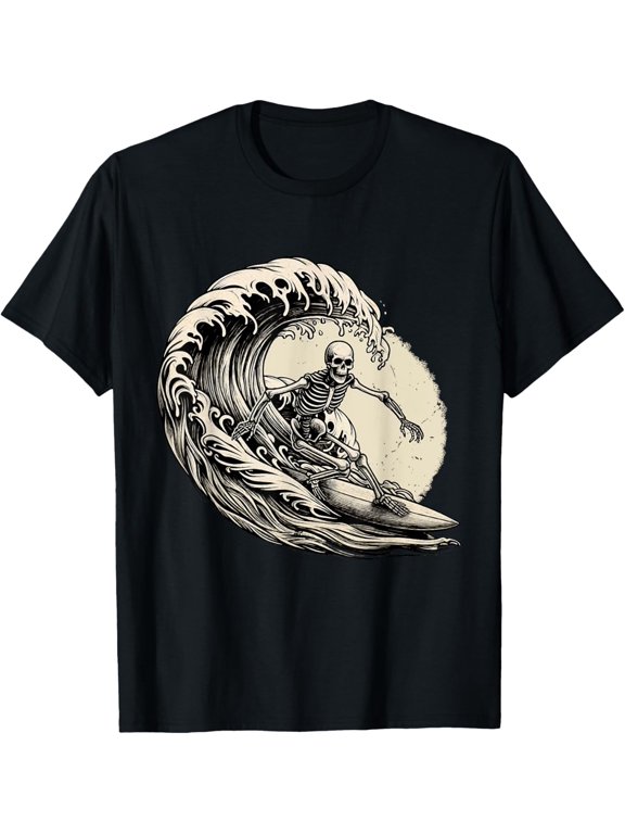 Halloween Vintage Surfer Big Wave Surfing Graphic Design For Everyday Style T-Shirt, Size S-5XL