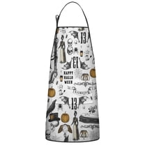 Halloween Vintage Trick or Treat Apron-Garden Aprons for Women with Pockets-Cotton Linen Waterproof Kitchen Cooking Gardening Aprons Adjustable for Kitchen,Cooking,BBQ and Salon 33"x27"