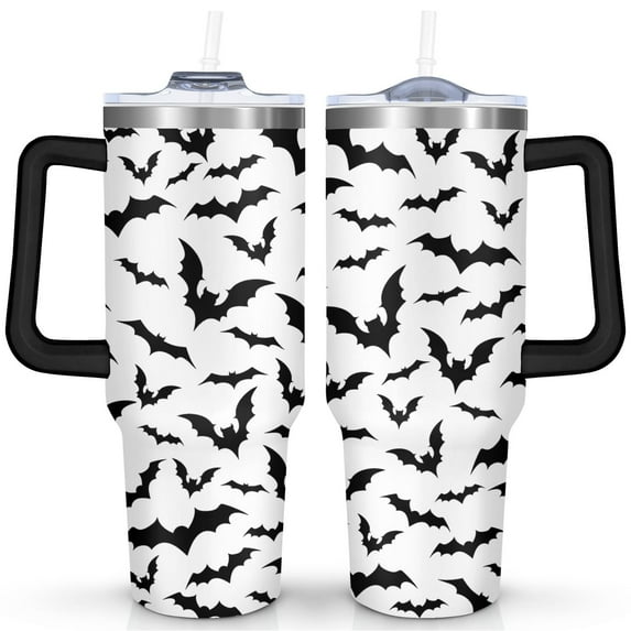 Halloween Vintage Tumbler 40oz - Pumpkin Ghost Design Double Wall Leak Proof Mug