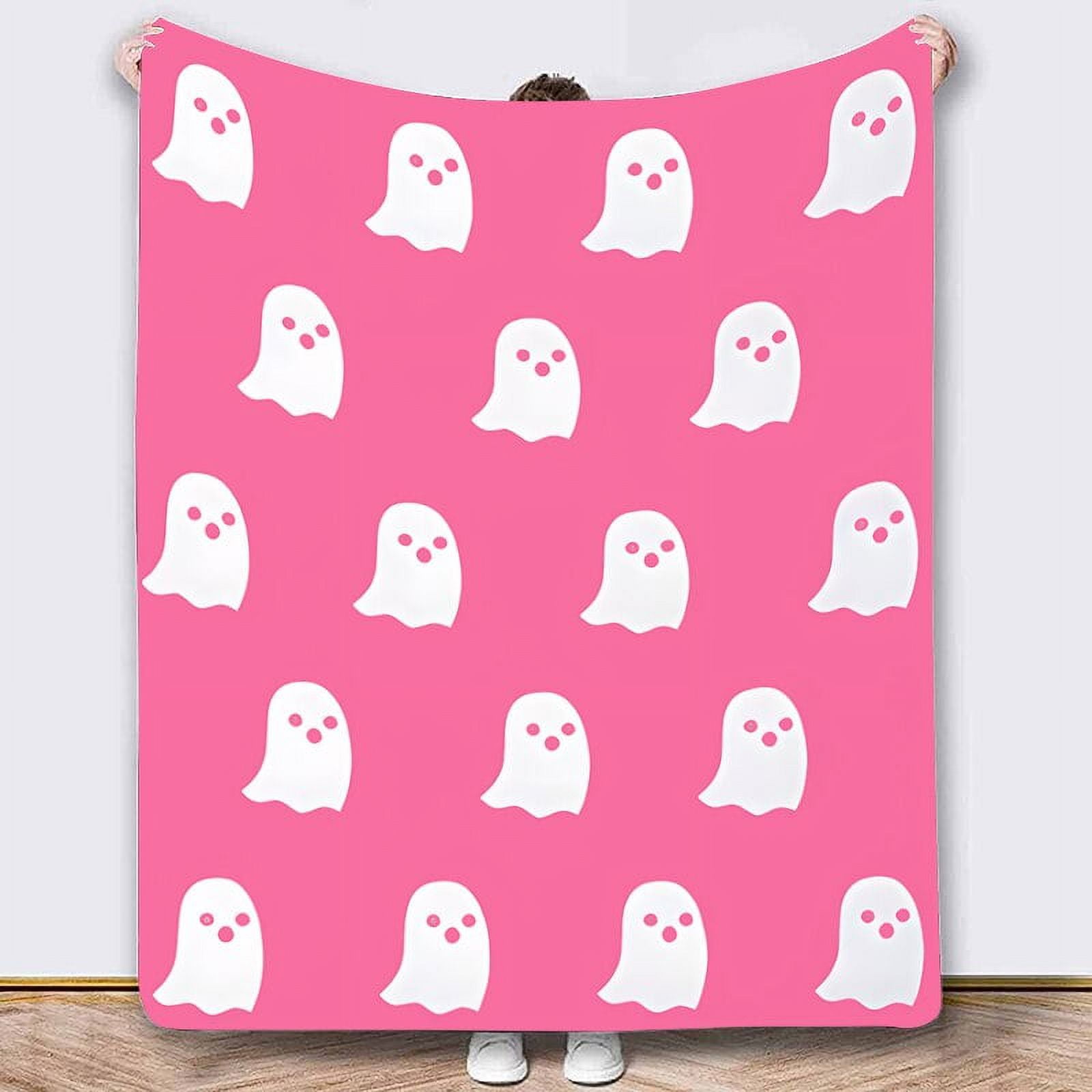 Halloween Viral Pink Ghost Blanket Flannel Soft for All Seasons