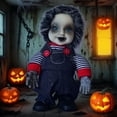 thumbnail image 1 of Halloween Voice-Activated Light-Emitting Walking Ghost Scene Decoration Ornament - Handcrafted Horror Collectible Doll with Customizable Features, Striped Shirt and Overalls, 1 of 4