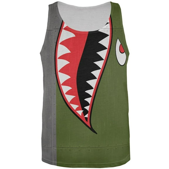 Halloween WWII Flying Tiger Fighter Shark Nose Art All Over Mens Tank Top Multi LG