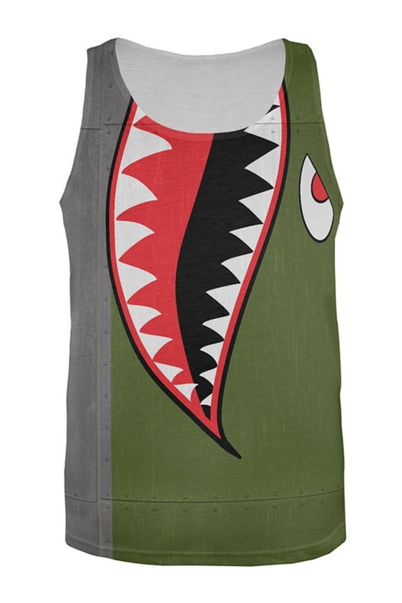 Halloween WWII Flying Tiger Fighter Shark Nose Art All Over Mens Tank Top Multi LG