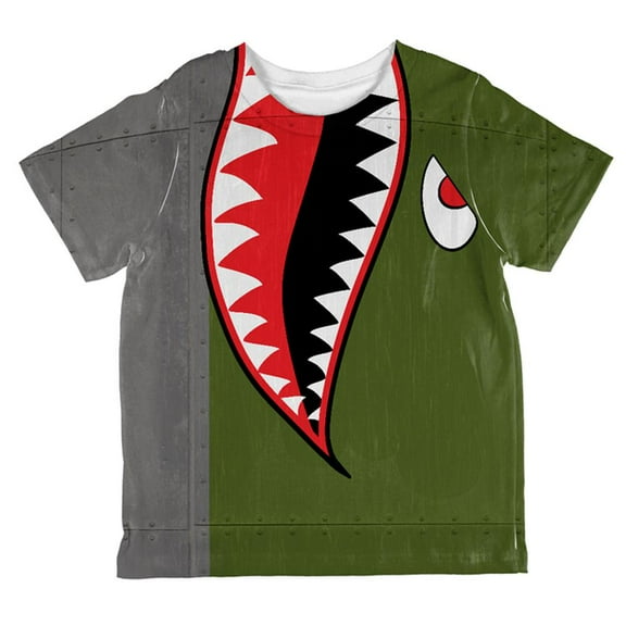 Halloween WWII Flying Tiger Fighter Shark Nose Art All Over Toddler T Shirt Multi 4T
