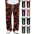 thumbnail image 1 of Halloween Waffle Pajama Pants for Men Big and Tall Plus Pumpkin Drawstring Loungewear Funny Baggy Cute Goth Family Pj Pants Light Gray 4XL, 1 of 4