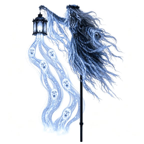 Halloween Wailing Wraith Animated Garden Light,Soul Harvester Yard Stake with Flowing White Spirit Effect,Gothic Ghost Decoration for Haunted Outdoor Display