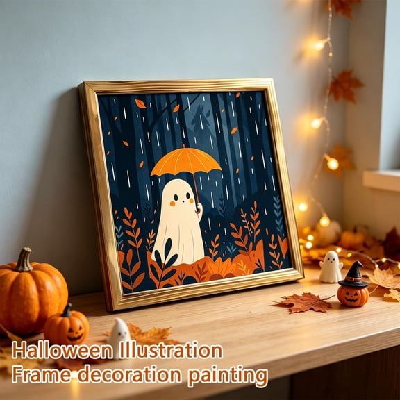 Halloween Wall Art 8X8 Inch Vintage Halloween Decor Spooky Ghost Print Wall Art for Home Decor Retro Fall Halloween Decor for Mantel Entryway Living Space 1 Pack