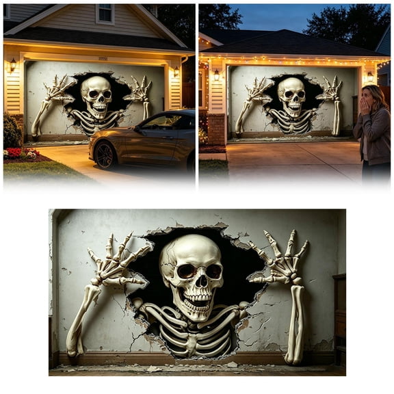 Halloween Wall Decor 157 X 71 Inch Spooky Skeleton Peel and Stick Wall Mural Indoor Halloween Decorations for Haunted House Halloween Party Decor 1 Pack