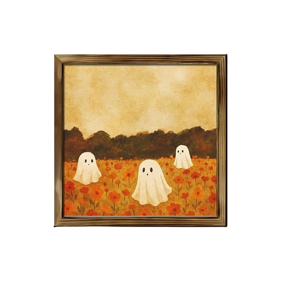 Halloween Wall Decor 8X8 Inch Vintage Framed Spooky Ghost Art Fall Halloween Decor for Home Halloween Party Decoration 1 Pack