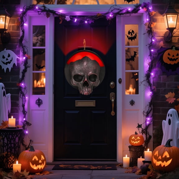 Halloween Wall Decor,Skull Wall-mounted with Red LED Lights, Spooky Ambiance for Halloween Decor,Indoor Decor