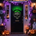 thumbnail image 1 of Halloween Wall - Mounted Skull Decor with Green LED Backlight, Textured Skull Design & Round Black Base for Spooky Ambiance, 1 of 8