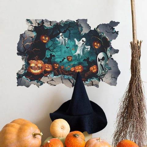 Halloween Wall Sticker Set, Pvc, for Bedrooms, Living Rooms, Party Backdrops, Removable Halloween Room Decor for Wall, Door and Party Backdrop