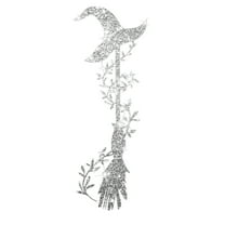 Halloween Wall Stickers, Glitter Witch Hat Broom Windows Clings for Halloween Party Home Decor, Witch Decals for Wall Windows DIY Party Supplies