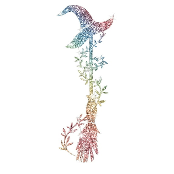 Halloween Wall Stickers, Glitter Witch Hat Broom Windows Clings for Halloween Party Home Decor, Witch Decals for Wall Windows DIY Party Supplies