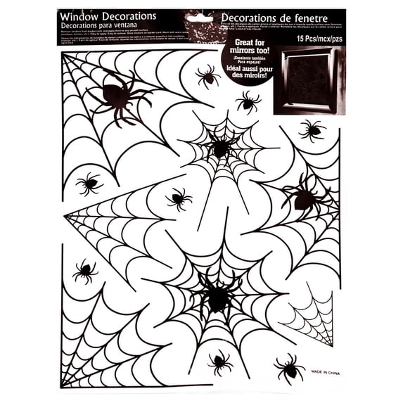 Halloween Wall Stickers Spider Web Window Stickers Window Glass Decorative Stickers 2pcs Black