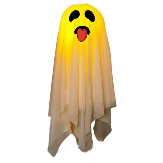 Halloween Warm Color Light Hanging Ghost Lights, Funny Expressions Ghost Lights for School Courtyard Garden Indoor Outdoor Decoration