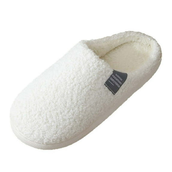 Halloween Warm Couple Slippers,Solid color Comfort Soft Bottom Indoor Home Footwear Comfortable Padded Design Baotou Slipper,Autumn and Winter Indoor Outdoor Shoes(White,7)