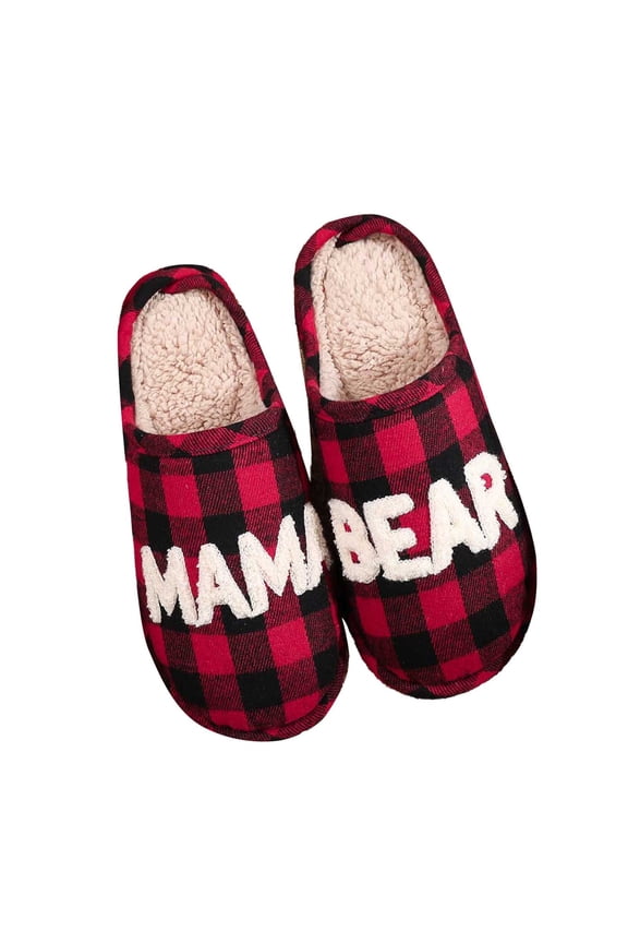 Halloween Warm Couple Slippers,Striped Design Letter Print Winter Cozy Plushes Thick Sole Soft Bottom Warm Footwear,Fashion Winter Shoes Ideal For Lover Gifts(Red2,8.5)