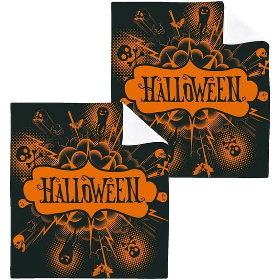 Halloween Wash Cloth Set of 6, 12 x 12 Inch Cotton Baby Washcloths Highly Absorbent and Soft Feel Fingertip Towels Face Towels for Bathroom, Gym, Spa Washcloth Gift