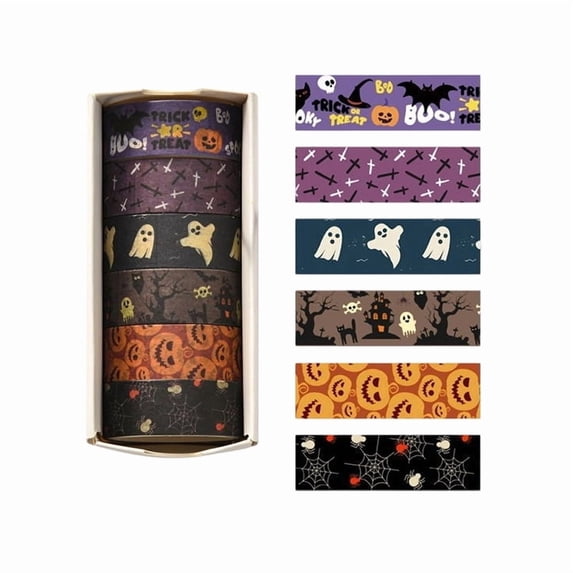 Halloween Washi Tape Set for Crafts, Decorative Masking Tape for Scrapbooking, Party Decorations and DIY Projects A