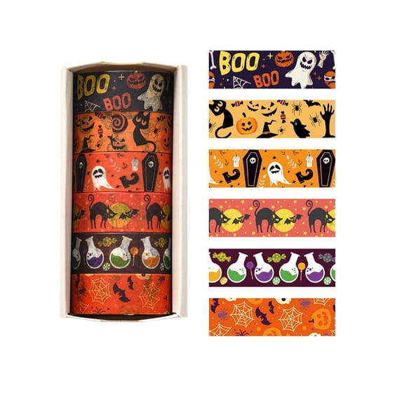Halloween Washi Tape Set for Crafts, Decorative Masking Tape for Scrapbooking, Party Decorations and DIY Projects D