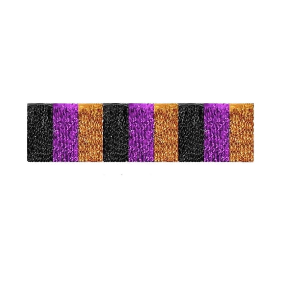 Halloween Wavy Foil Fringe Table Skirt, Black Orange Purple Metallic Table Curtain, Fits 6Ft/8Ft Rectangular Tables, Dessert Party Ornament for Trick or Treat and Holiday Events