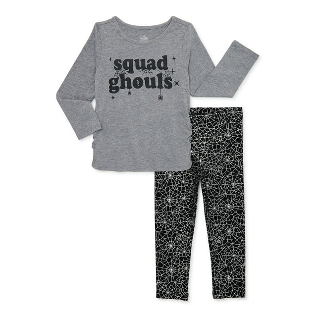 Halloween Way to Celebrate! Baby and Toddler Girl Long-Sleeve T-Shirt and Leggings Outfit Set, 2-Piece, Sizes 12M-5T