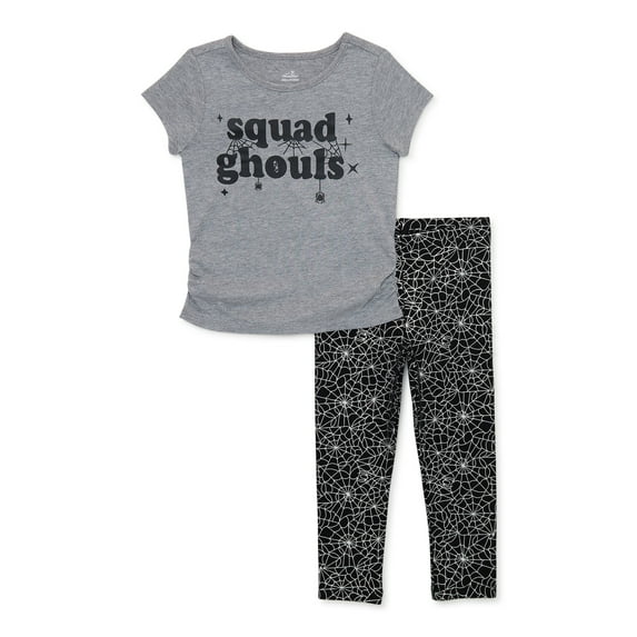 Halloween Way to Celebrate! Baby and Toddler Girl Short-Sleeve T-Shirt and Leggings Outfit Set, 2-Piece, Sizes 12M-5T