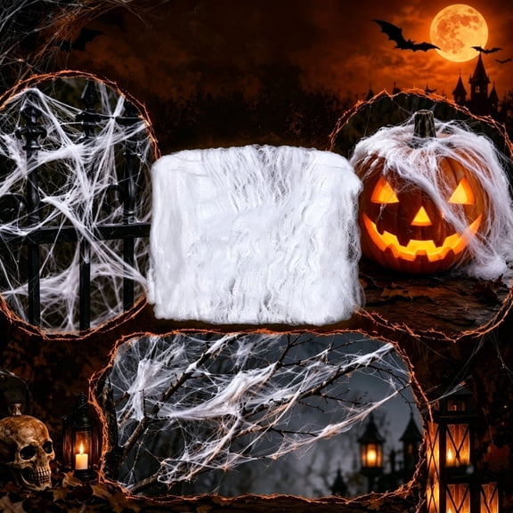Halloween Web Decoration, Stretchable Polyester, Creepy Cobwebs for Home, Parties, Yards and Ceiling, Reusable Decor