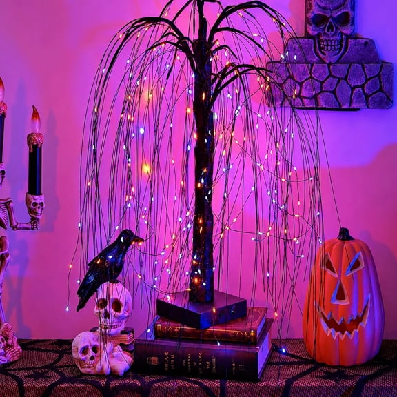 Halloween Weeping Willow Tree Light with LED Branches, USB or Battery Tabletop Decoration