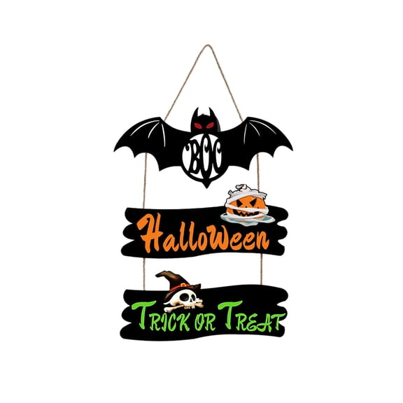 Halloween Welcome Door Sign, 2D Bat Wooden Hanging Sign, for Front Door Home Porch Window Party Wall Decor