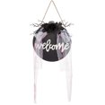 thumbnail image 1 of Halloween Welcome Door Sign Wooden Welcome Hanging Board Wreath Scary Skeleton Simulated Flower Door Board Wreath for Front Door Wall Window Home Party Haunted House Decoration Type 3, 1 of 7