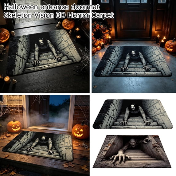 Halloween Welcome Mat for Living Room Kitchen Home Decoration, Halloween Horror Girls Door Mats Outdoor Entrance Doormat Front Door Entrance Mat