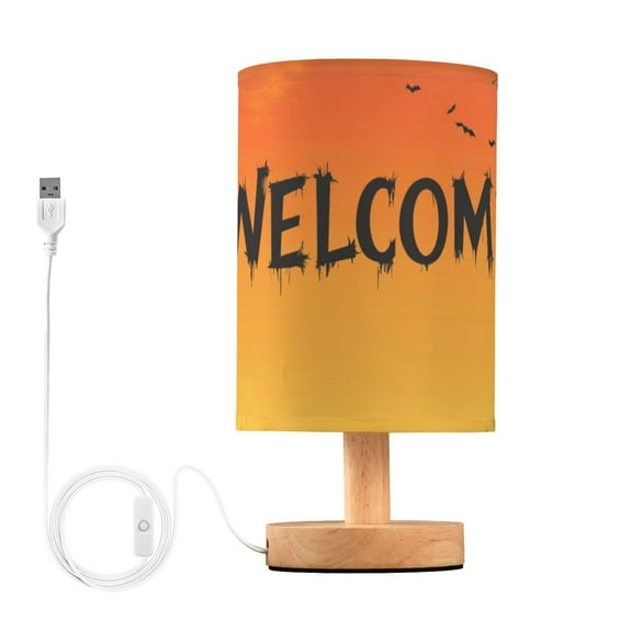 Halloween Welcome Sign Dusk Table Lamp with USB Port LED Warm Light Lamp Night Light Home Decor