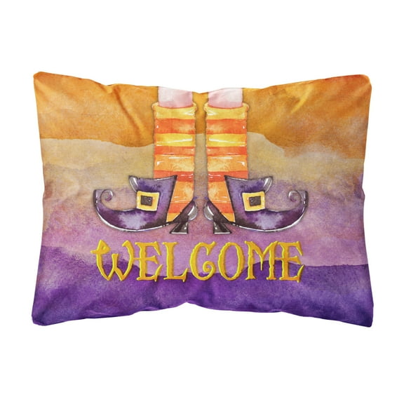 Halloween Welcome Witches Feet Canvas Fabric Decorative Pillow