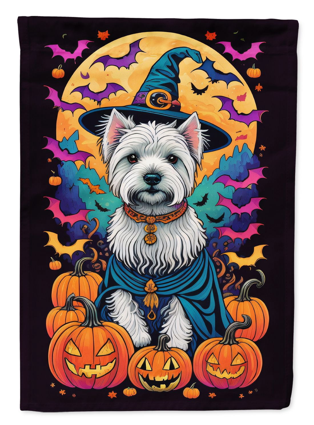 Halloween West Highland White Terrier Dog House Flag 28x40IN Double-Sided Polyester Decorative Sleeve Pole Flag for Outdoor Home Garden