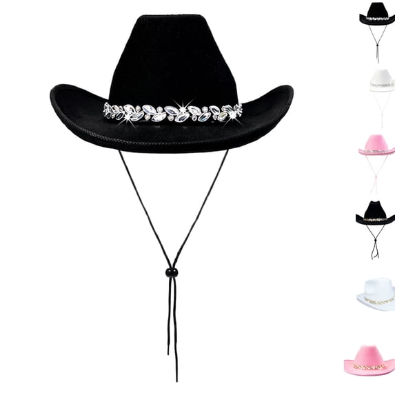 Halloween Western Cowboy Hat, Wide Brim Felt Party Hat With Decorative Band, Fashion Accessory For Holiday Celebration, Music Festival, Themed Party And Night Out Events A
