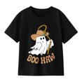 thumbnail image 1 of Halloween Western Ghost with Cowboy Hat T-Shirt for Boys, Cute Graphic Short Sleeve Shirt for Autumn Seasonal Wear, 1 of 5