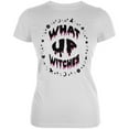 thumbnail image 1 of Halloween What Up Witches Witchy Elements Black Text Juniors Soft T Shirt White X-LG, 1 of 1