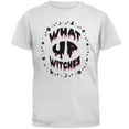 thumbnail image 1 of Halloween What Up Witches Witchy Elements Black Text Mens T Shirt White LG, 1 of 1